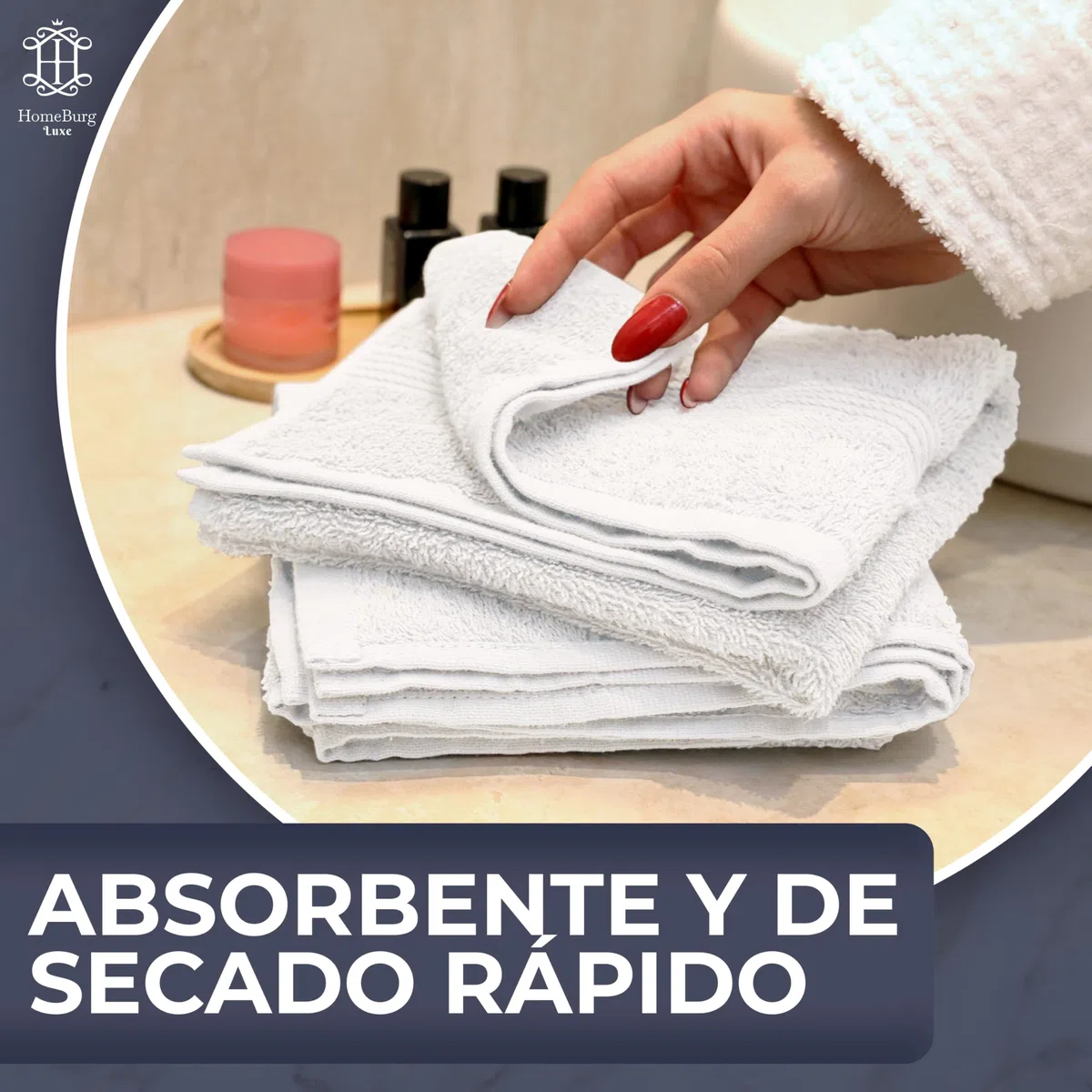 Luxe Set de 6 Toallas - Algodón Suave & Absorbente, Secado Rápido, Fáciles de Mantener, 40×70 cm, Blanco