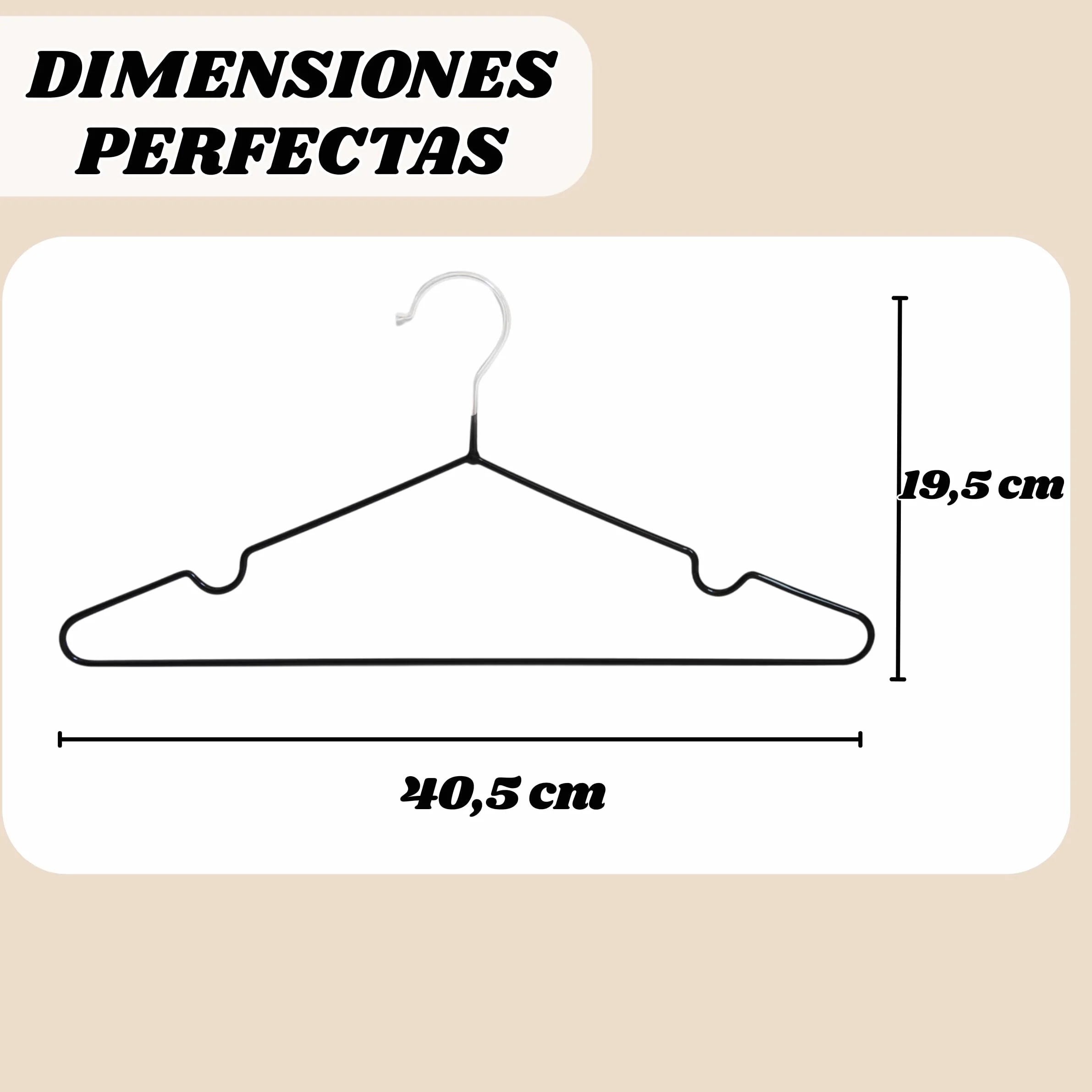 Weida | Paquete de 50 Perchas metálicas Antideslizantes | Recubrimiento de Goma Suave, Delgadas y Resistentes |Ideal para Pantalón, Camisa, Traje |40.5X 19.5 cm (Negro)