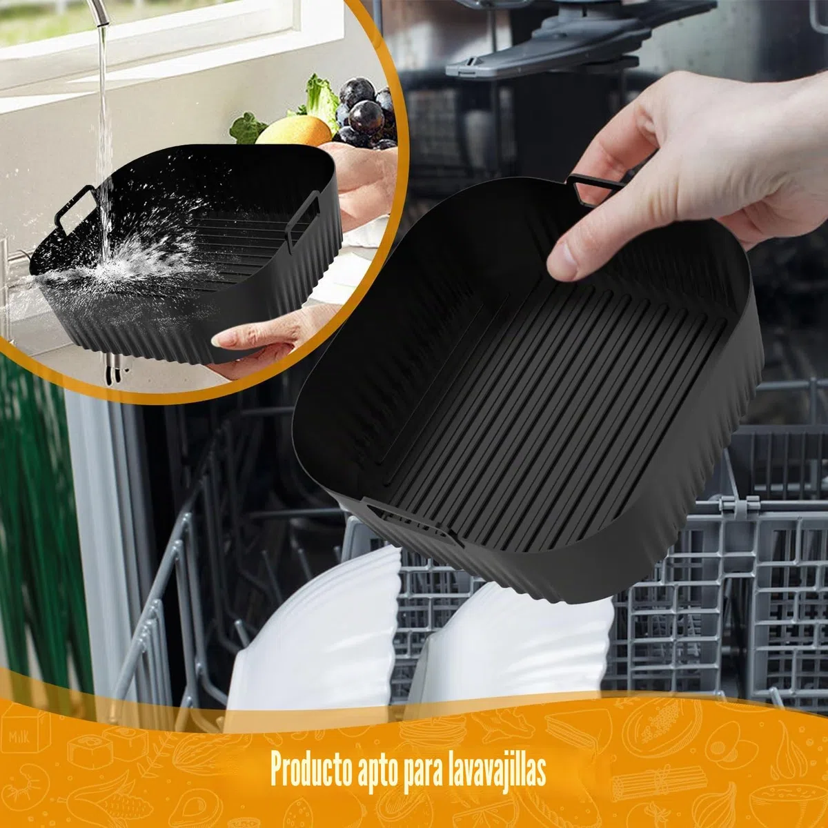 Accesorios Air Fryer para Moulinex Easy Fry Mega 7.5 L, molde de silicona Airfryer para Moulinex EZ8558F0, plato para freidora de aire Moulinex