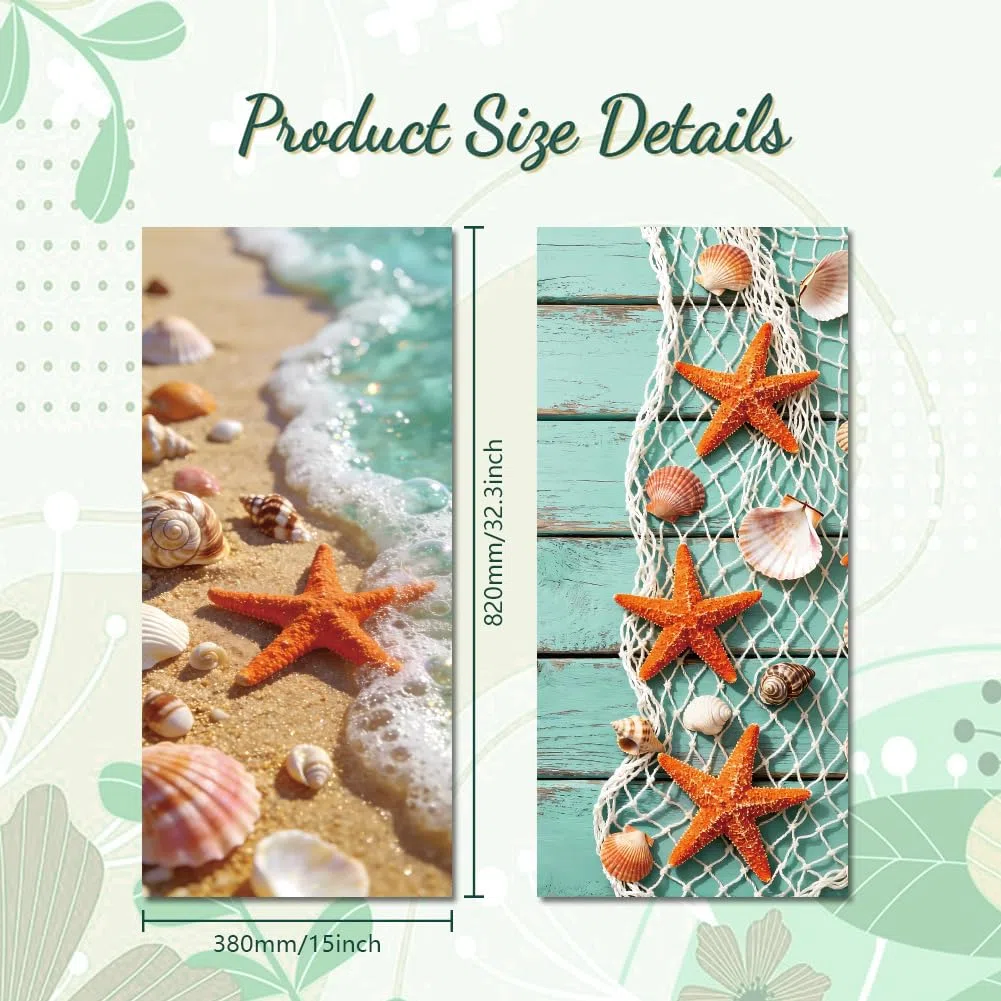 Peacoblue 2 hojas de calcomanías adhesivas para cubo de basura con diseño de estrella de mar y conchas marinas, 15 x 32 pulgadas, impermeables, grandes envolturas para contenedores, nevera, pared al