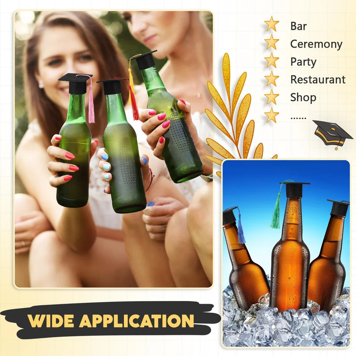 Geiserailie 12 Piezas Mini Gorros de Graduación Decoración de Botella de Vino Sombrero de Doctor Bachiller Pequeño Birrete de Graduación de Tapón de Botella para ABI 2026 Fiesta de Graduación Regalo
