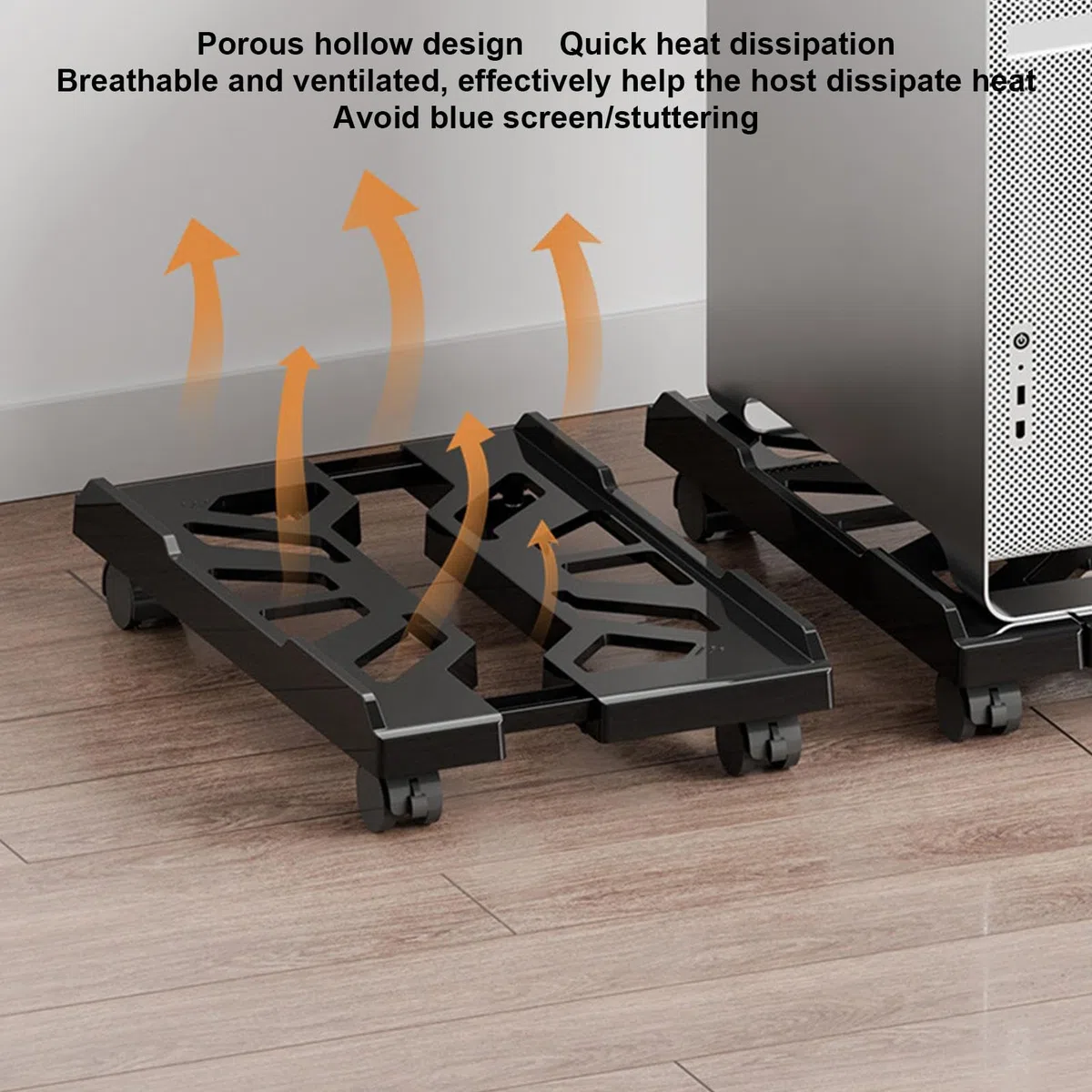 Soporte para PC para Piso,Soporte para PC para Alfombra - Soporte móvil para CPU con 4 Ruedas - Carro de Piso rodante para computadora, Accesorios para Soporte de CPU Debajo del Escritorio