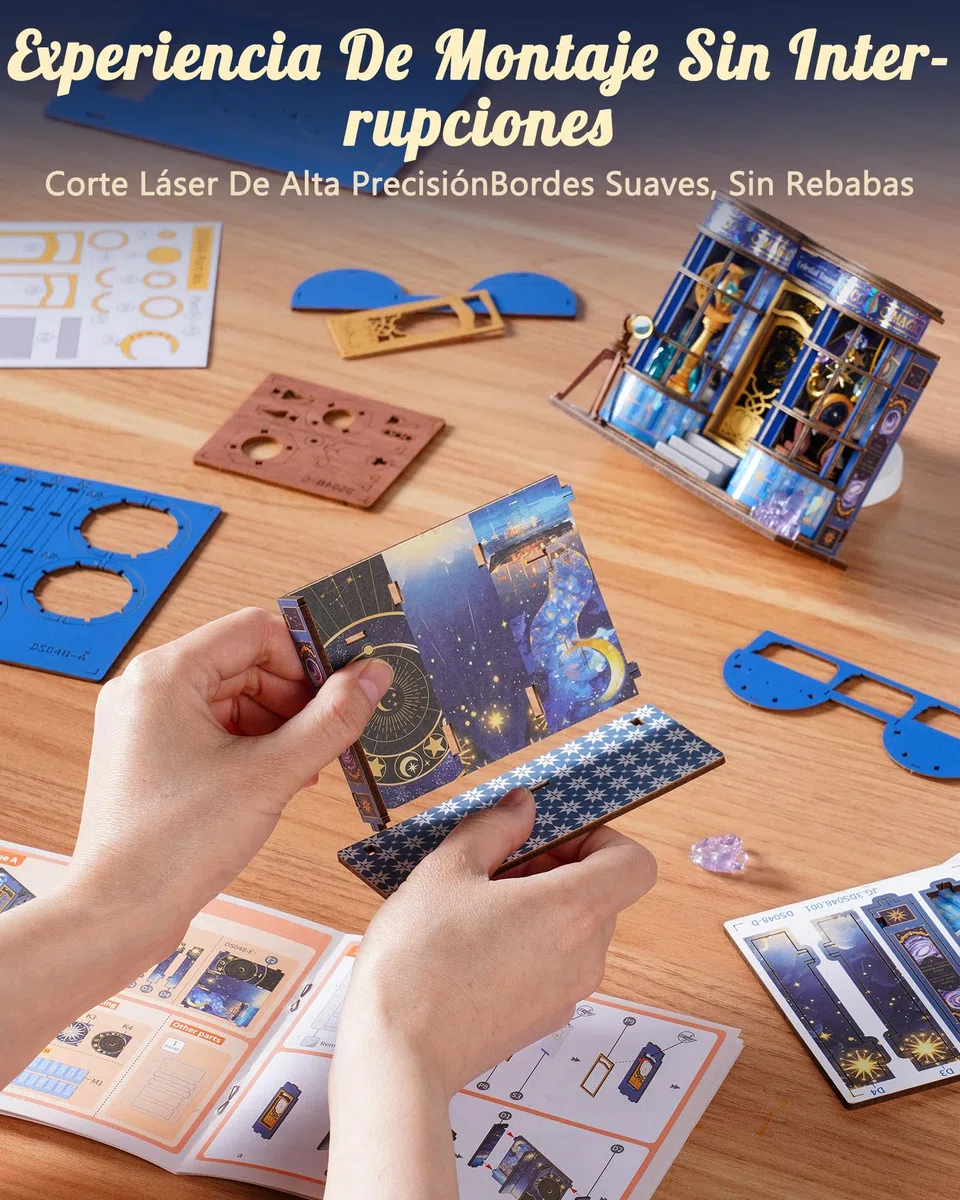 Rolife Maquetas Magic Astronomy Shop-85 Piezas DIY Miniature House Diorama, Casas Miniaturas para Montar Puzzle 3D Madera Book Nook para Adultos ¡Ningún Pegamento Necesario