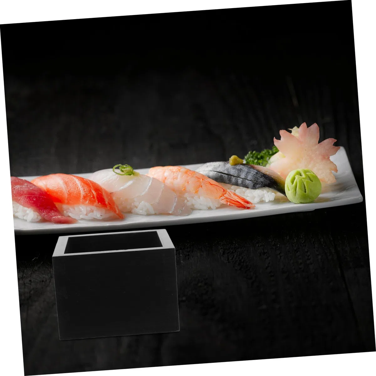 Caja de Madera para Sake de Estilo Japonés Reutilizable 2 Tazas Negras Delicadas Adecuado para Obsequio de Navidad y Acción de Gracias