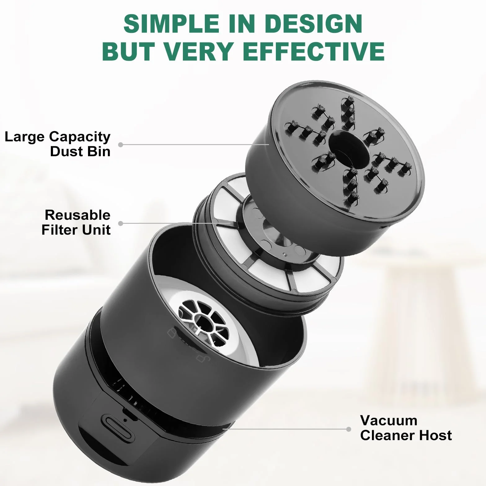 Cuteefun Aspiradora de Mesa Eléctrica, Mini Aspiradora Recargable, 120 Minutos de Funcionamiento, Función de Apagado Automático, Aspiradora de Mano de 360° Inalámbrica para Escuela, Hogar, Negro