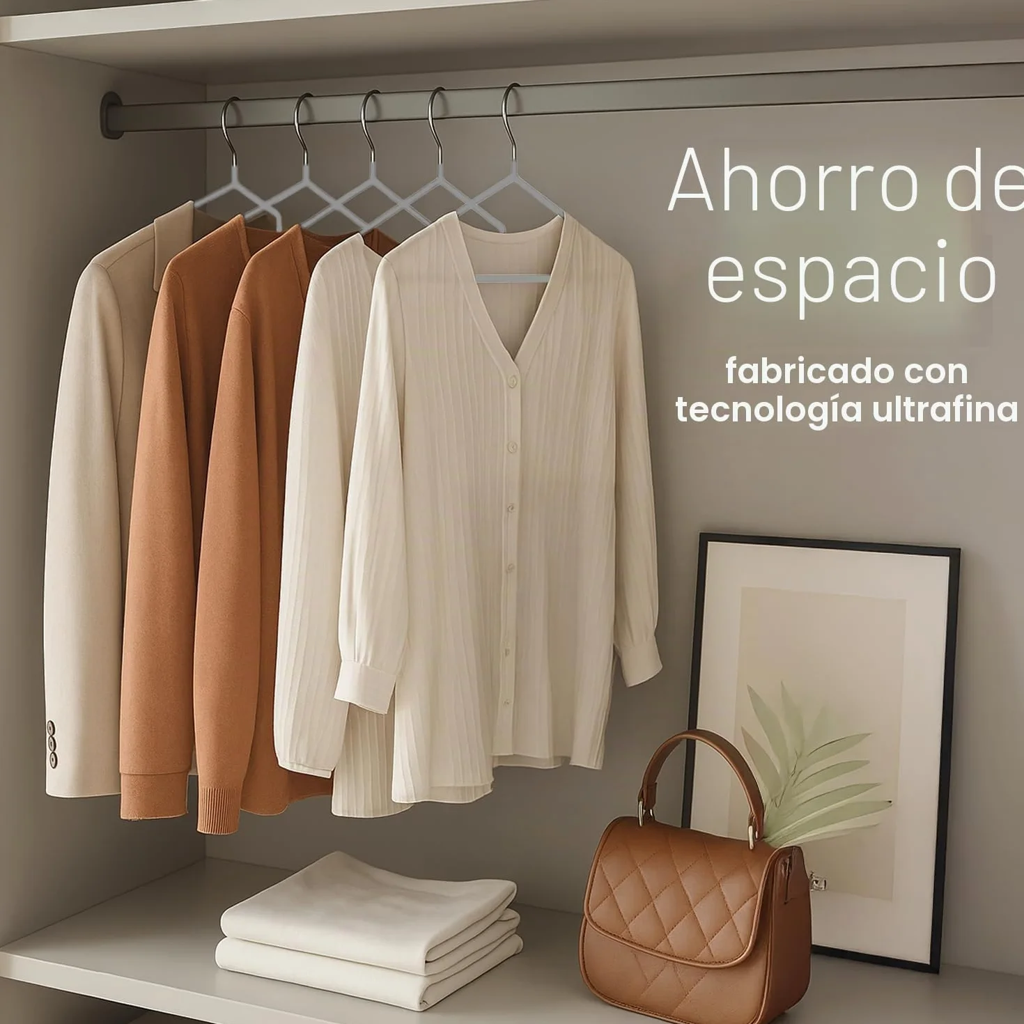 KEPLIN 20 Perchas de Metal con Revestimiento de Goma Tarea Pesada - Percha organizadora de Ropa Que Ahorra Espacio para Las Perchas del Armario (Gris)