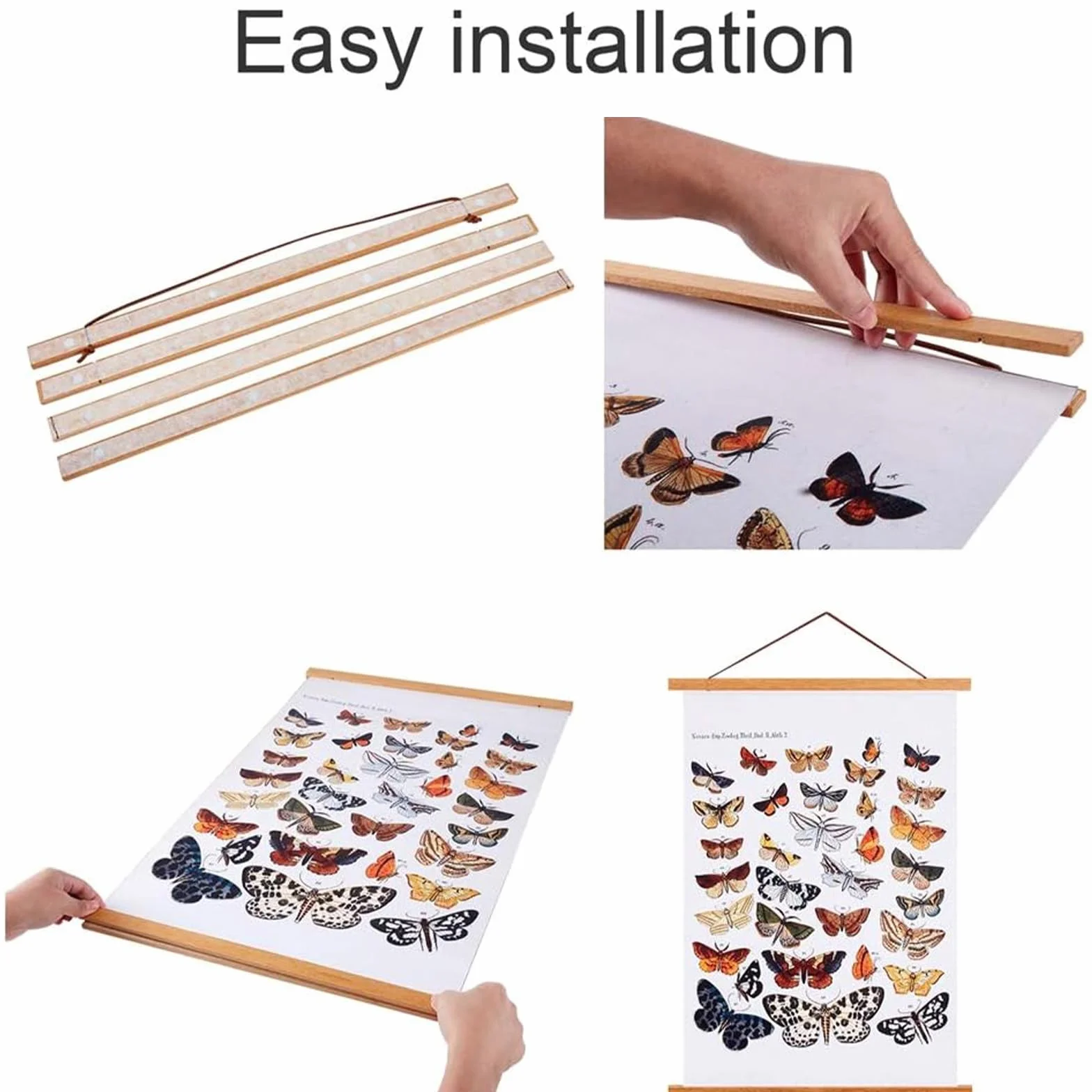 Ywlake Barra magnética para pósteres, de madera, marco para fotos, 45x60 45x30 45x45 colgador para obras de arte impresas (Teca,45cm)
