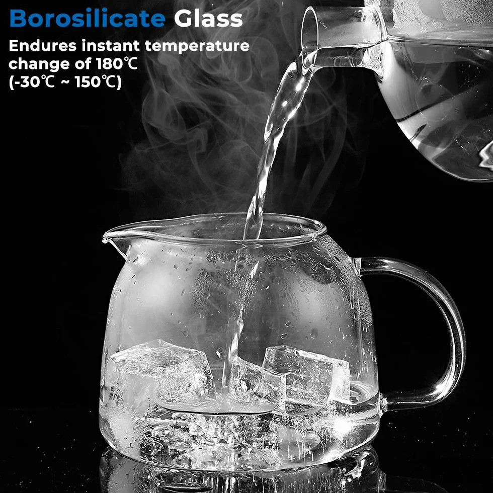 ecooe - Tetera de Cristal Con Infusor de 1000 ml, Transparente Resistente al Calor, Infusor Extraíble de Acero Inoxidable, Para Té Negro, Verde y Más