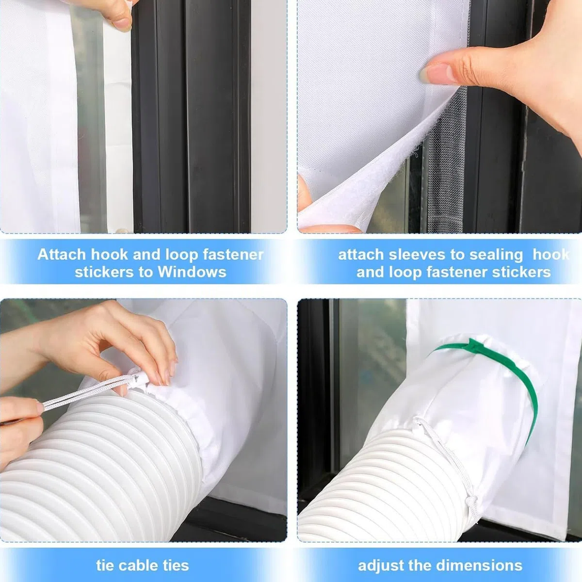 Kit de Sellado para Ventana de Aire Acondicionado - Juego De Tela Sellante Para Ventanas Batientes - Accesorio Adaptable Para Aparato De Aire Acondicionado Portátil En Salón Dormitorio Cocina