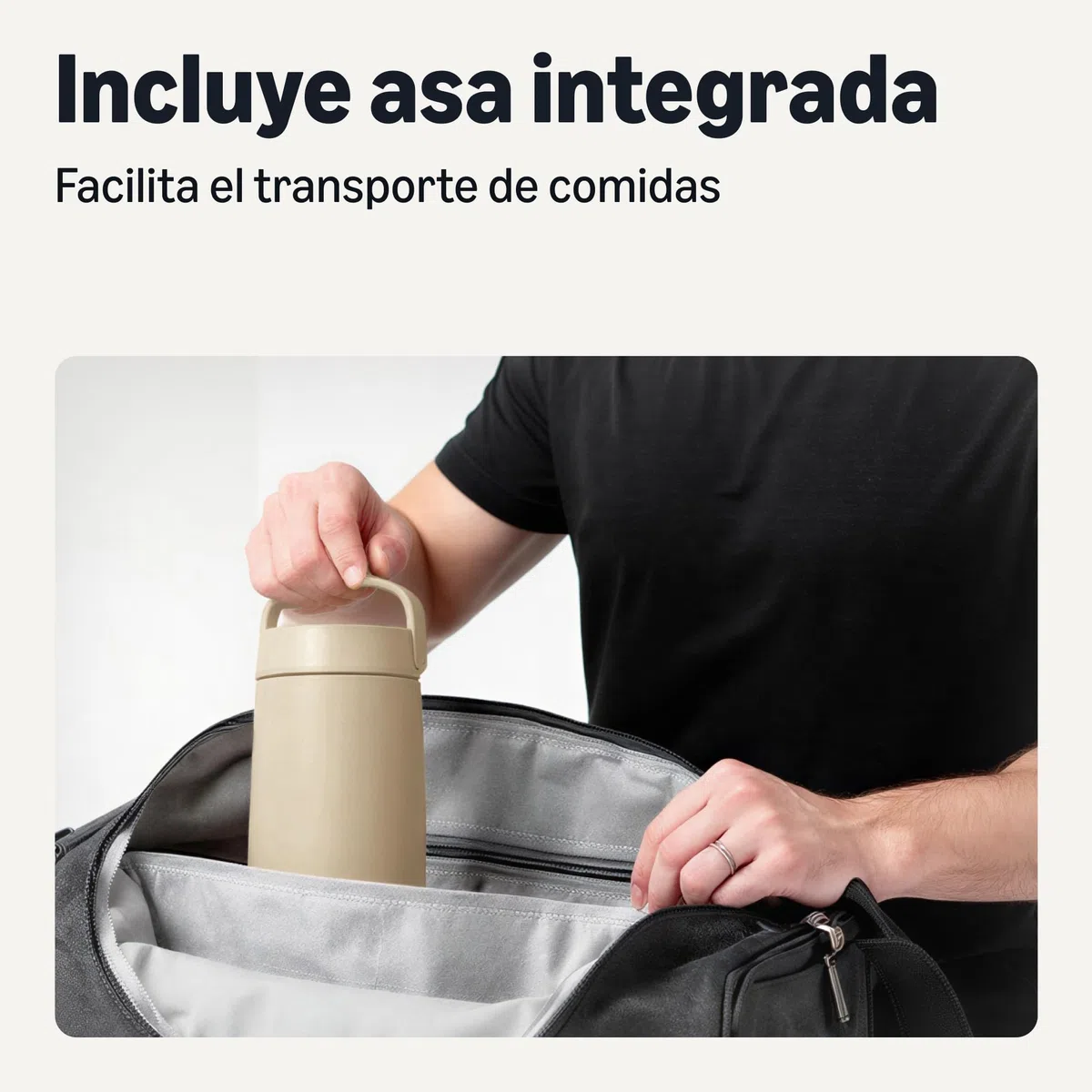 Amazon Basics Tarro Aislante de Acero Inoxidable para Alimentos Fríos y Calientes, a Prueba de Fugas, 473ml, Gris Lino