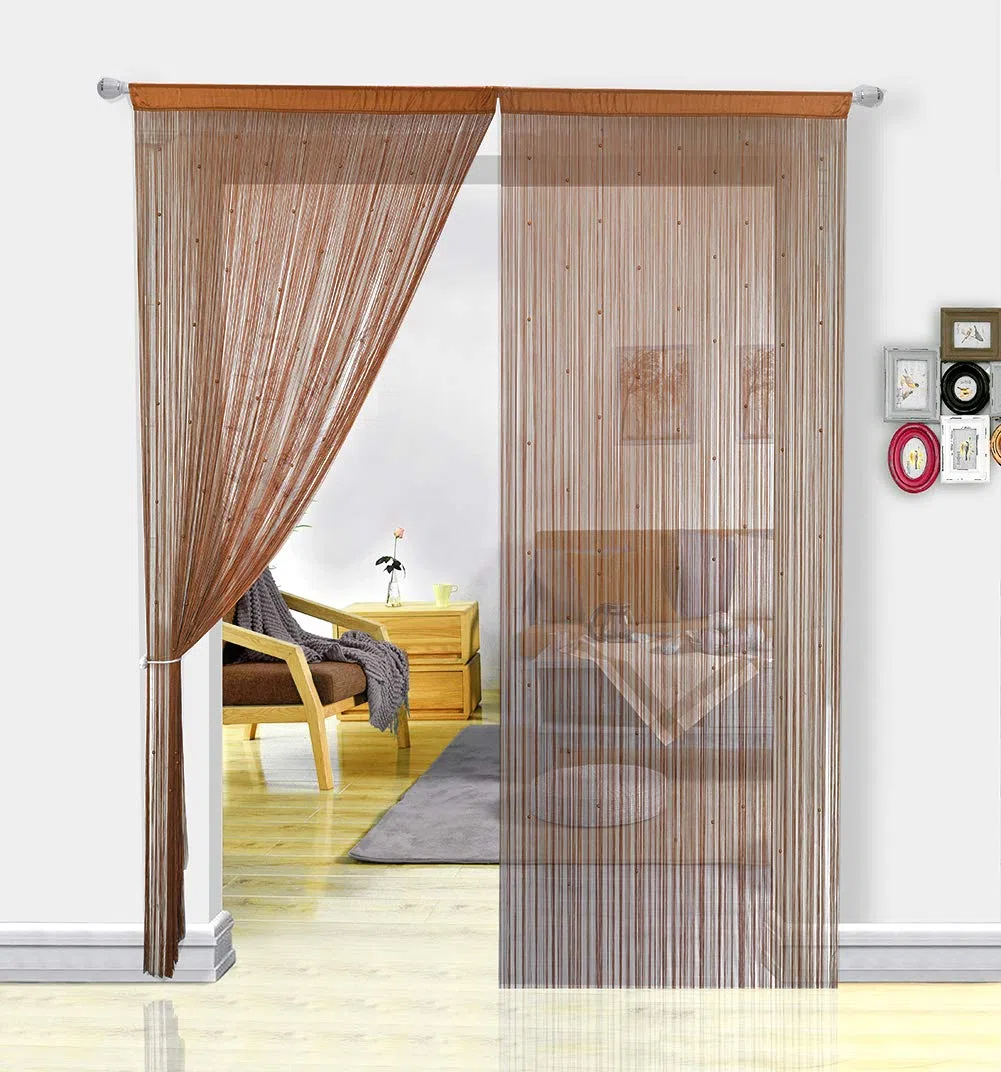 HSYLYM Pantalla de Cortinas de Cuerdas Cuentas,para decoración del hogar,café,90x245cm