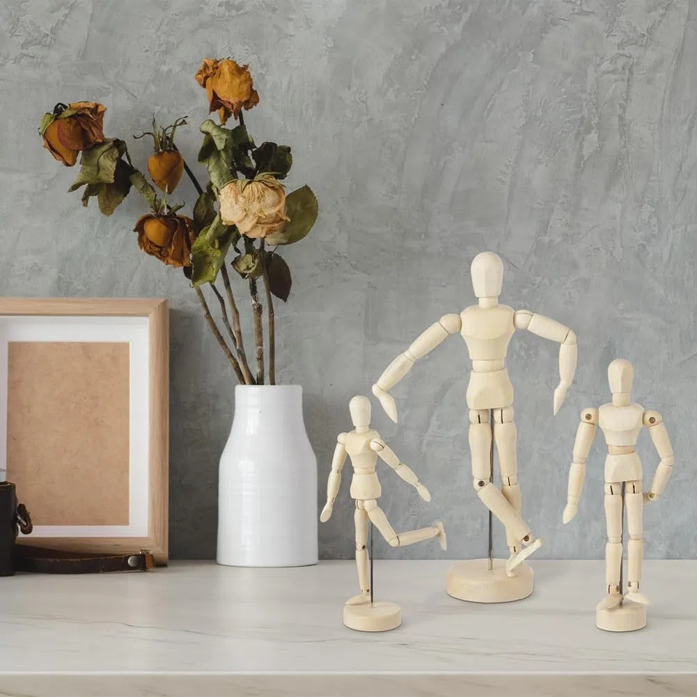 6 Piezas Modelo de Maniquí de Artista Maniquí de Madera Dibujo Modelo de Figura MóVil con Soporte Maniquí Articulado Flexible