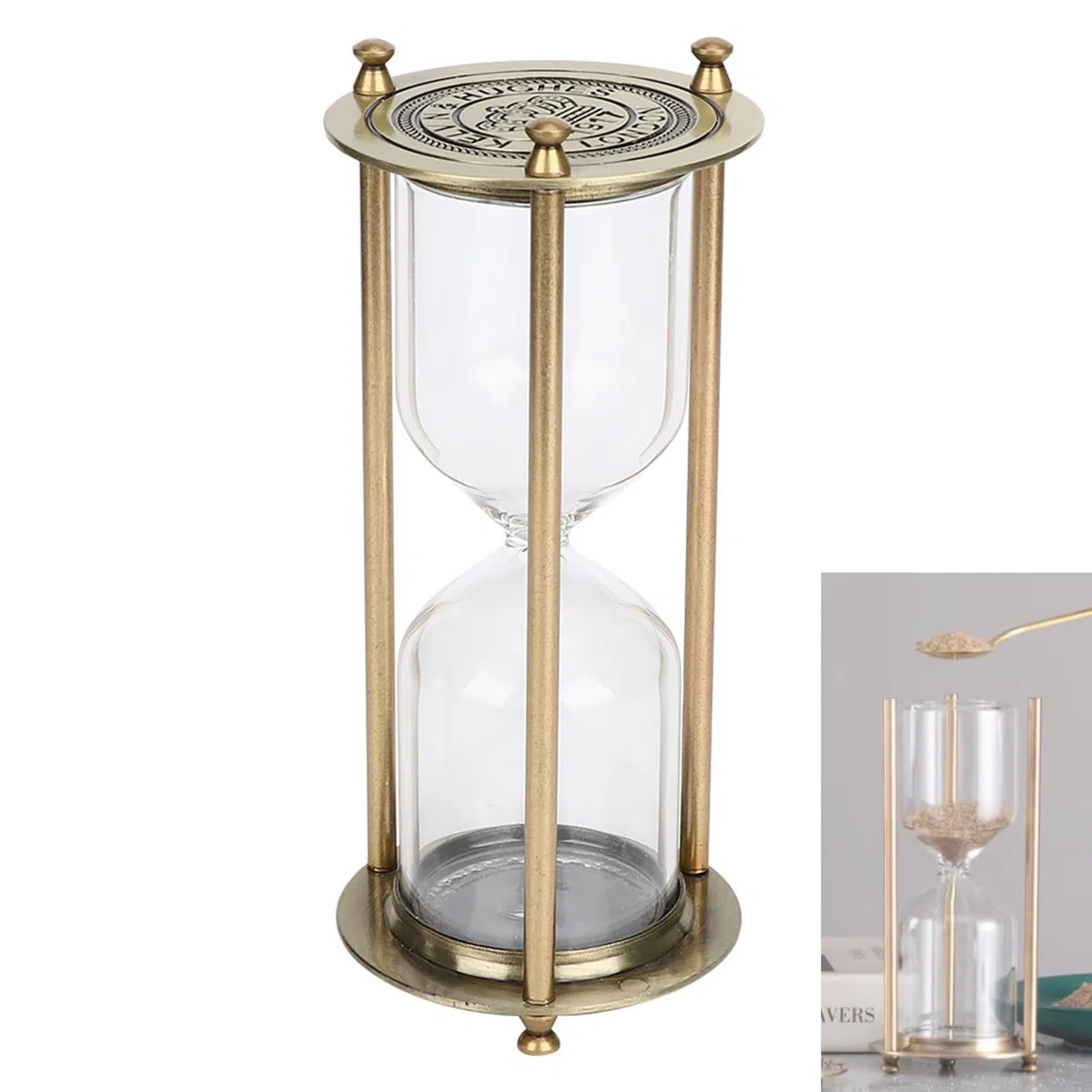 Reloj de Arenaa Pequeño con Marco de Metal, Decoración de Estilo Europeo para Hogar u Oficina
