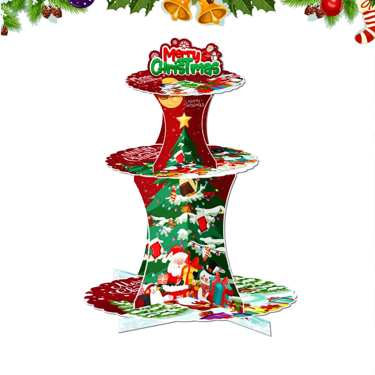 Porta cupcakes, bandeja de 3 pisos para cupcakes de Navidad, estantería festiva para fiestas, cumpleaños, cenas, eventos – Ideal para cenas y celebraciones Holiday