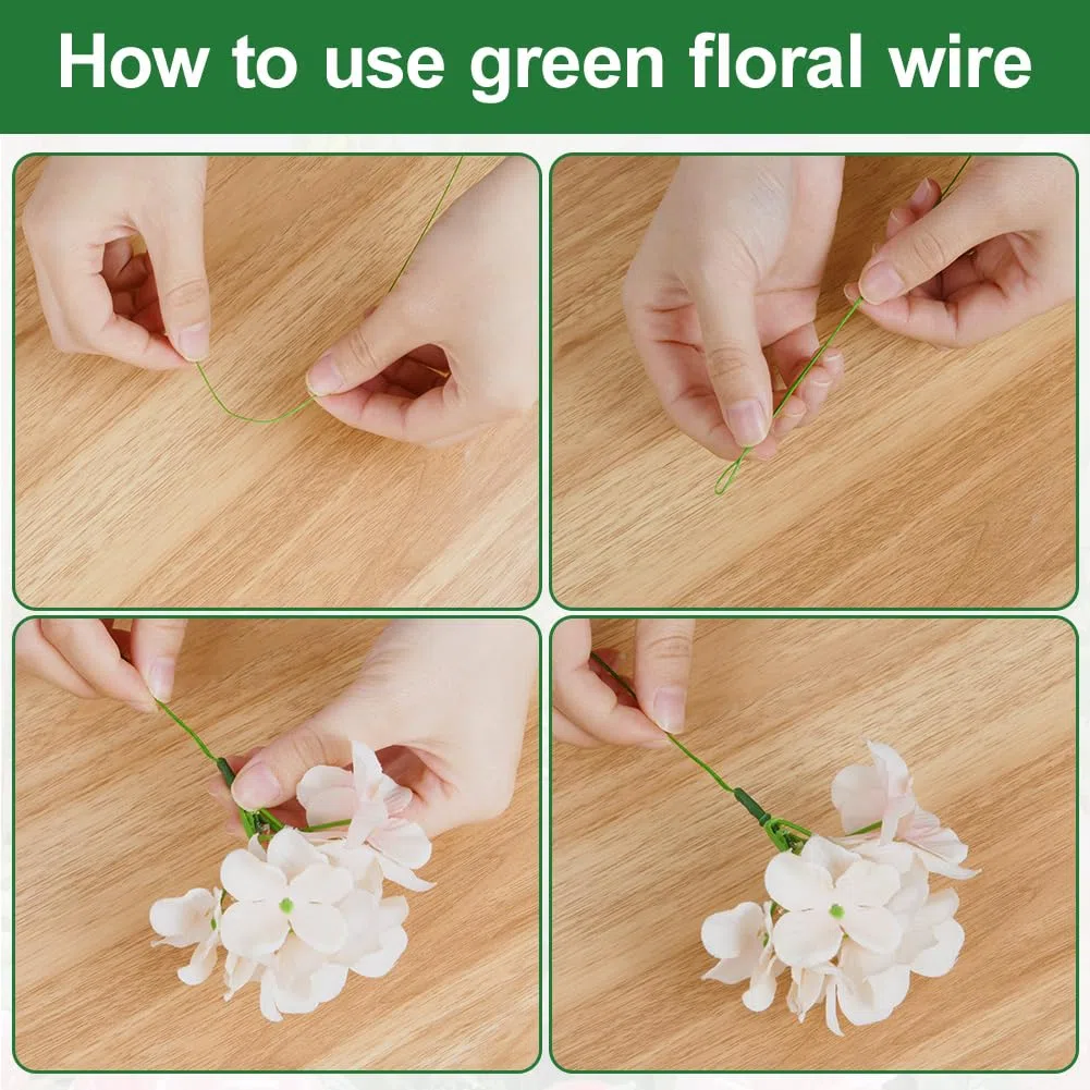 Kit de arreglo floral, incluye 5 Rollos de Cintas Florales, 35m Alambre Floral, 100pcs Alambre Tallo Verde Floral y Alicates Corte, Herramienta Florales para Hermoso Arreglo de Ramo