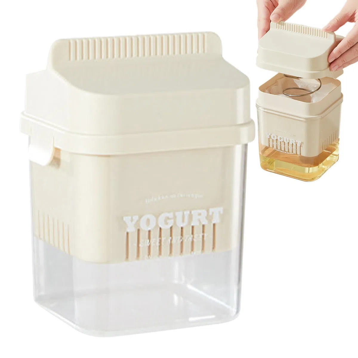 Aceite de yogurt seco, Cheese Filter With Lid, Buttermilk Filter, Fine Mesh Strainer Basket, Large Capacity Yogurt Strainer, Yogurt Filtration Strainer, Yogurt Cheese Strainer, Pressure Filtration