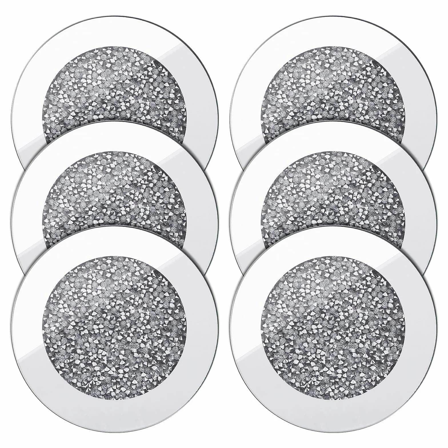 Posavasos Vidrio con Espejo Redondos 4 Pulgadas Antideslizante para Tazas Café Decoración Hogar