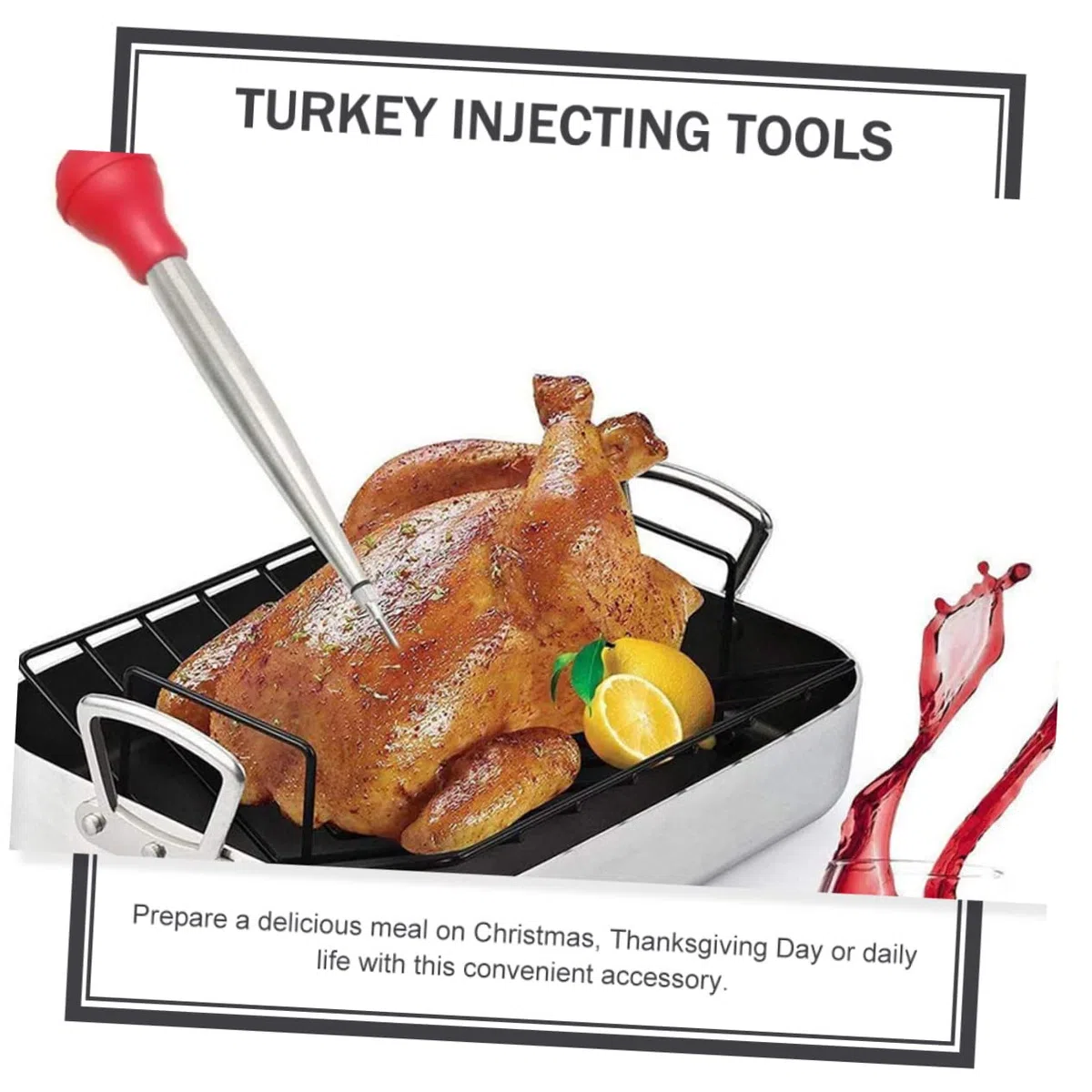 Inyector De Carne para Pavo Inyector De Marinada Y Sabor Jeringuilla De Cocina con Aguja Cepillo Y Pajita Herramienta para Barbacoa Asados Navidad Y Acción De Gracias
