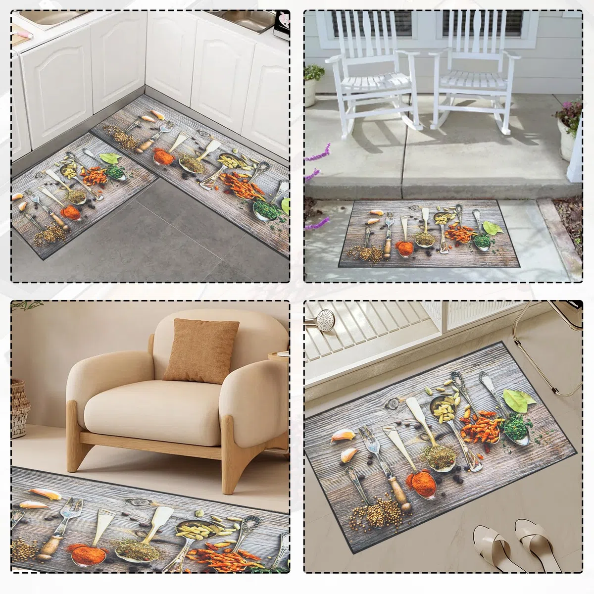Juego de Alfombras de Cocina Antideslizantes de 2 Piezas, Tapete Cocina Antideslizante Resistente al Aceite, Adecuado para Cocina, Baño, Sala de Estar, 43x75 + 43x120 cm