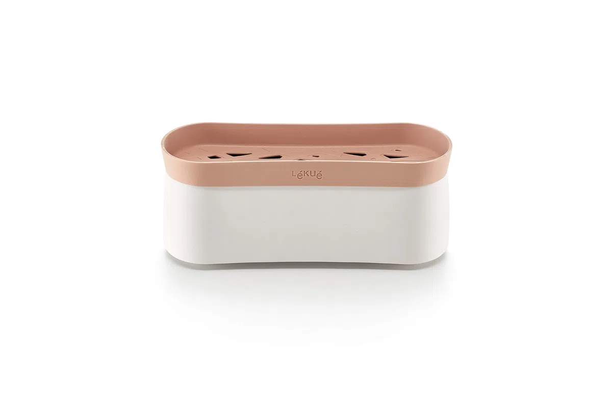 Lékué Quick Pasta, recipiente para cocinar pasta en microondas,Terracotta, Capacidad 1.5 l