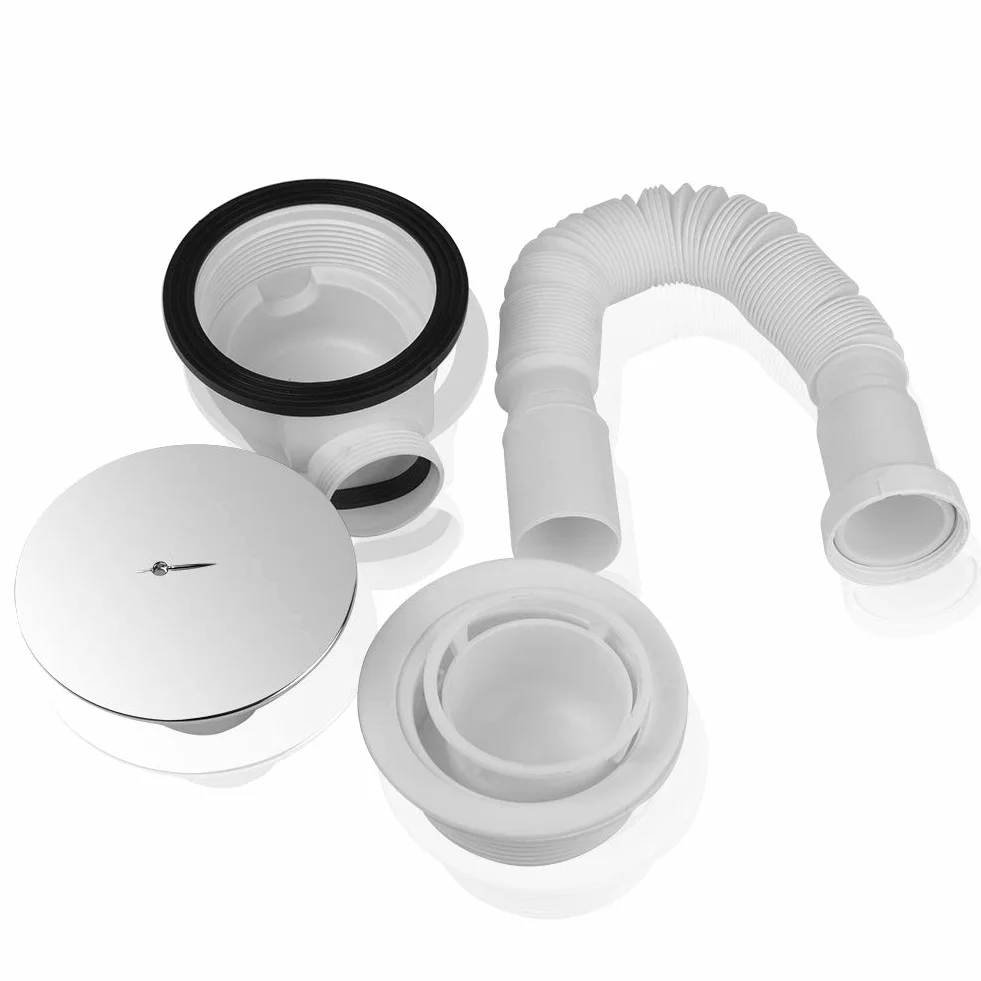 para plato de ducha: juego de desagüe extraplano en cromo con Ø 90 mm