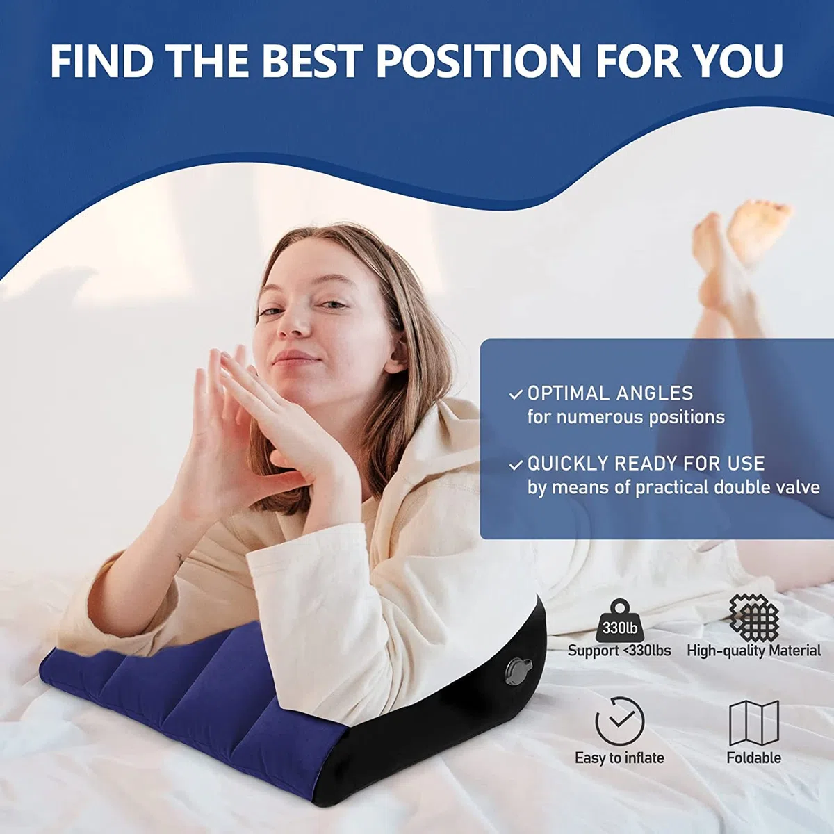 Portátil Almohada de cuña - Cojines para Sofa Cojín Lumbar，Reduce la presión de la Cintura y la Espalda，Almohada Inflable Minimalista