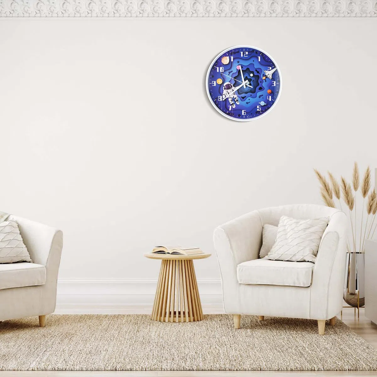 Jinlaili Reloj de Pared Silencioso 30 cm para Niños, Reloj De Pared Sin Ruido De Tictac, Reloj De Aprendizaje, Reloj Infantil, Reloj De Pared Moderno para Niños y Niñas, Habitación Infantil, Salon
