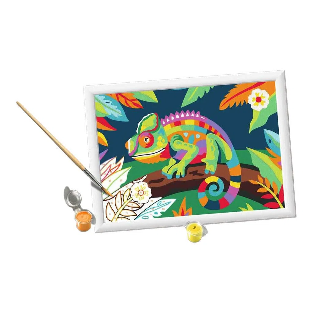 Ravensburger - CreArt Serie D - Camaleón Colorido | Pintar Por Numeros | Kit Pintura | Medidas De 25 x 18,30 | Juegos Niños 9 Años | Ideas Regalo | Regalo Niño 9 Años