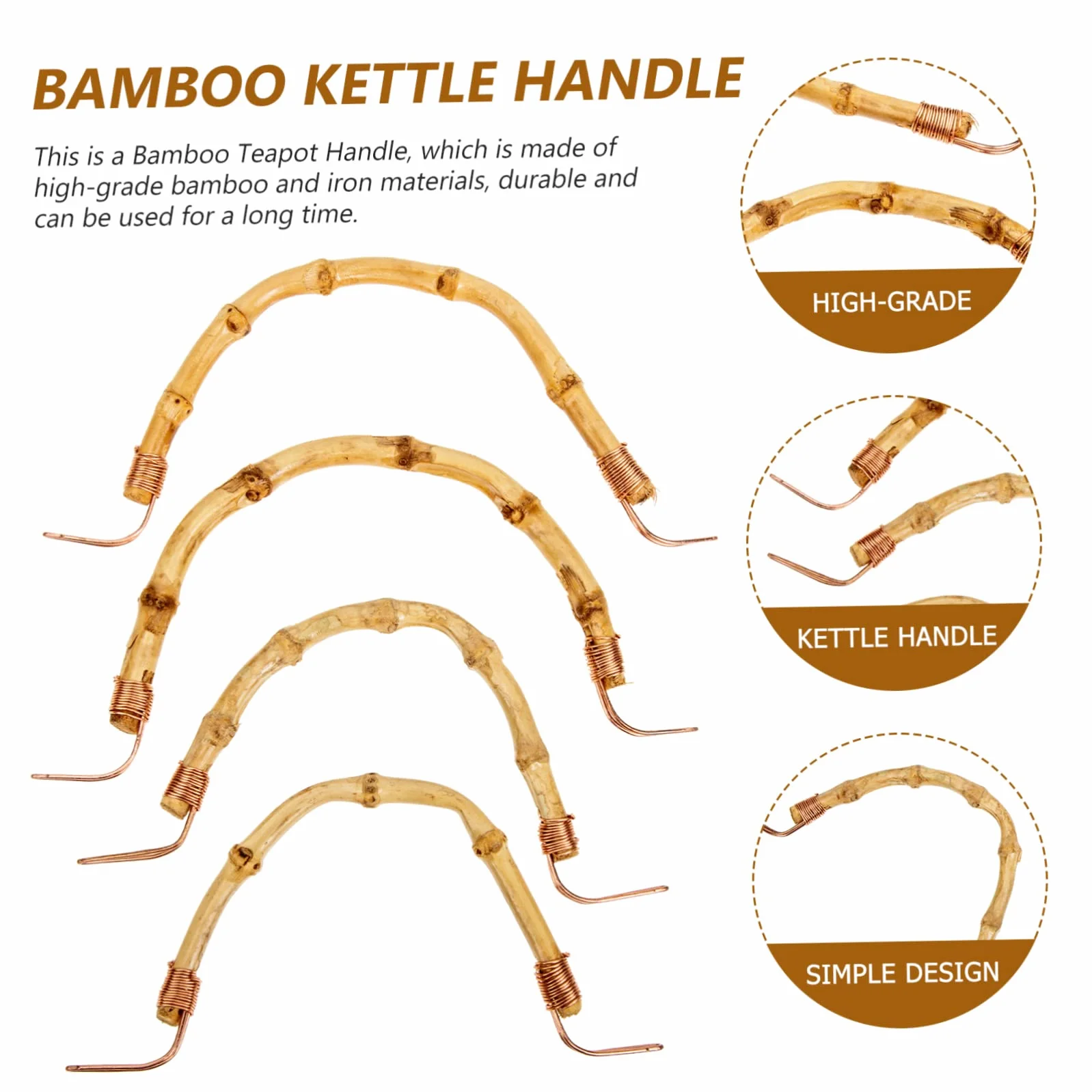 Alipis Accesorios Fáciles de Instalar y Usar para Tetera y Hervidor 4 Piezas de Mango de Bambú para Uso Profesional y Personal en Cocina