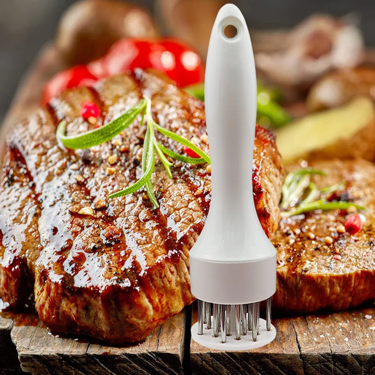 Herramienta de ablandamiento de carne con cuchillas de aguja de acero inoxidable ultra afiladas, paquete de 2 herramientas de ablandamiento de carne para profesión, utensilios de cocina Jacquard para