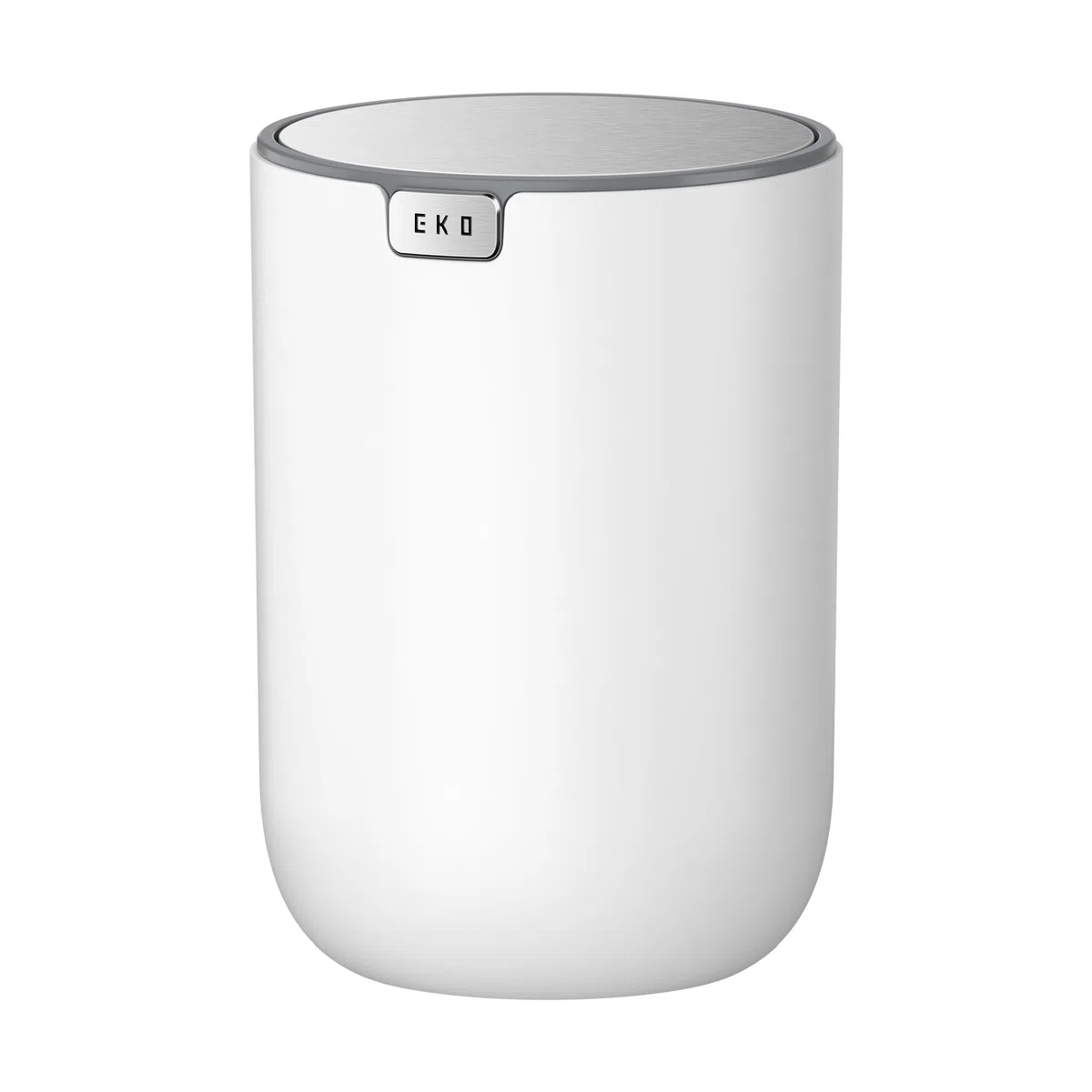 EKO Fandy - Cubo de basura de 1,5 L con tapa abatible, mesa pequeña redonda de 1,5 litros para oficina, hogar, baño, dormitorio, coche (blanco)