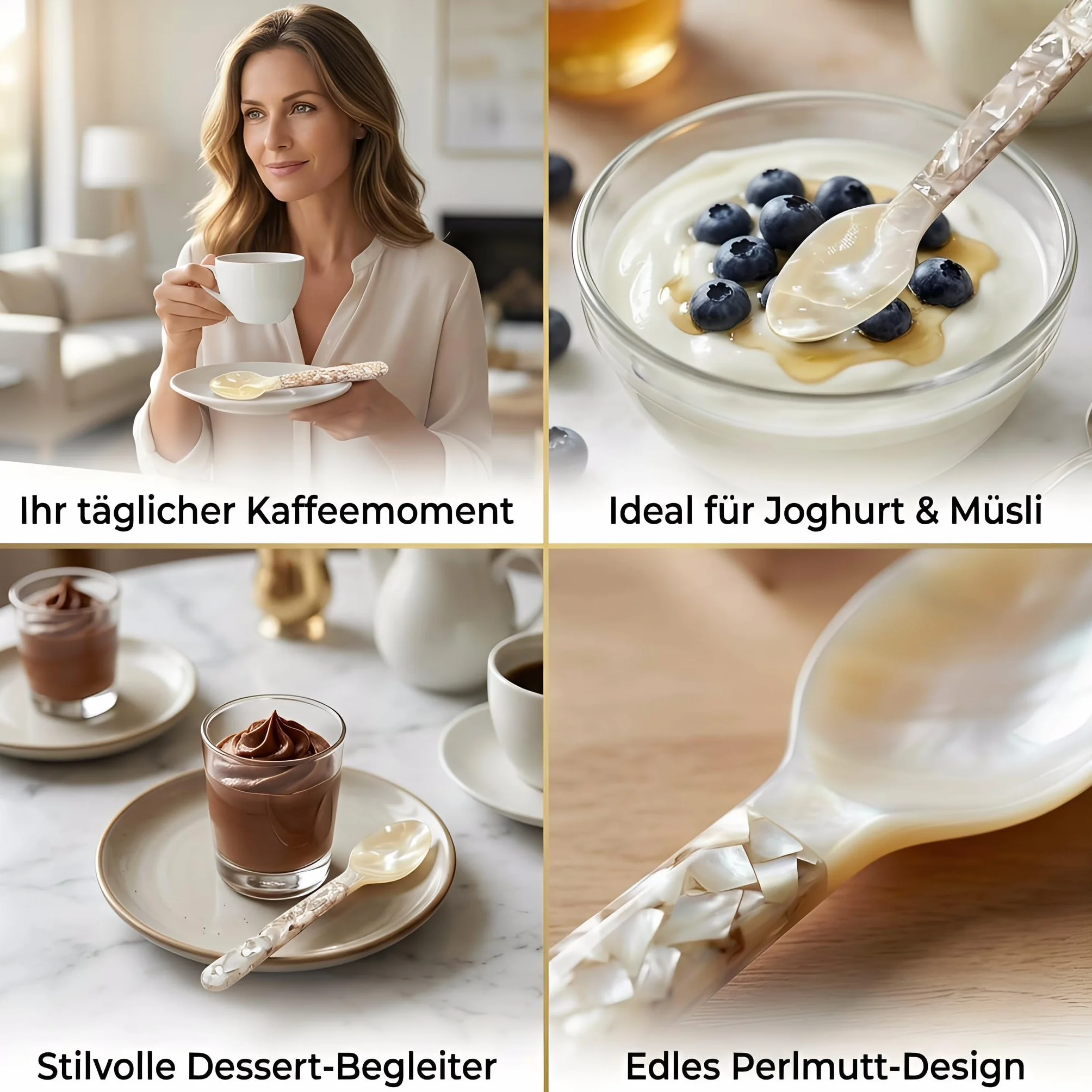 2 cucharas de nácar de 16 cm, clásicas, cucharas de caviar, cucharas de huevo, cucharas de nácar, cucharas de café, cucharas de sopa, cucharas de postre para caviar, huevos, sal, especias