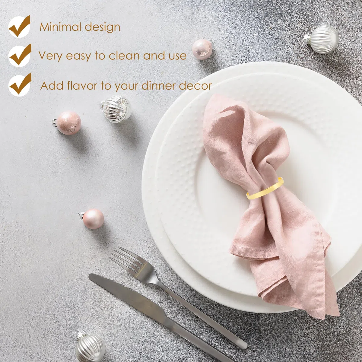 100 servilleteros dorados elegantes de metal para servilleteros, servilleteros de metal, para bodas, Navidad, coleccionar en familia, decoración de mesa de comedor