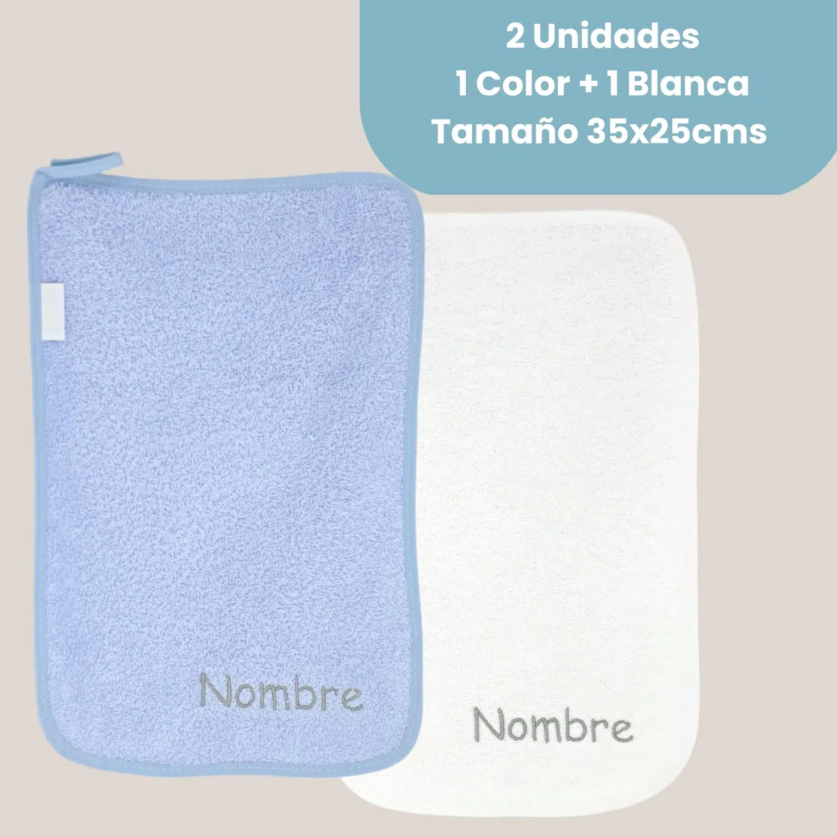 Toallas Guarderia Personalizadas con Colgador, Toallas Mano, Culito y Cara bebé, Toalla pequeña Infantil - Rizo algodón Pack 2X-Mini Toallas bebé - (Rojo+Blanca)