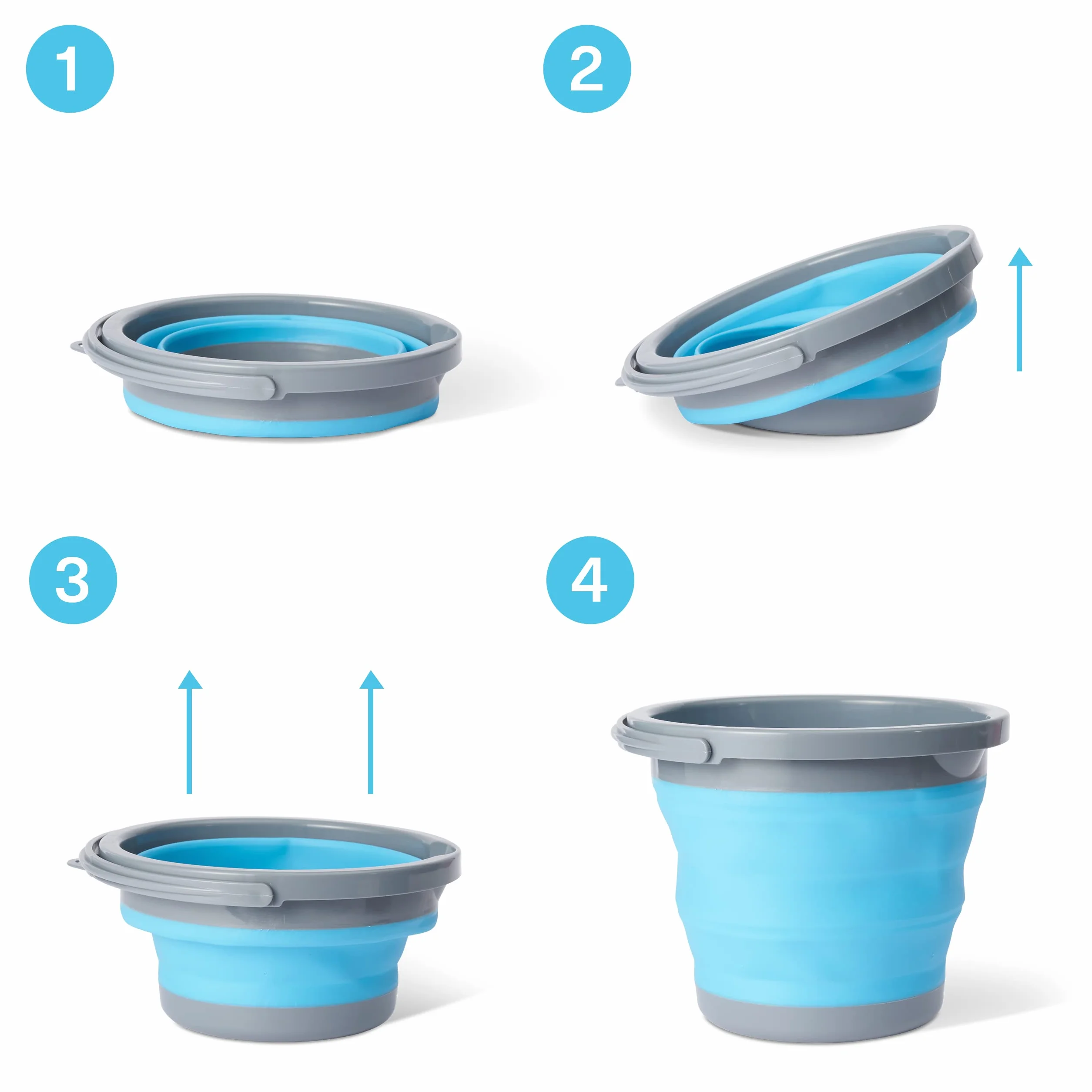 BRAMBLE - 3 Cubos Plegables, 5 litros - Cubos de Plástico Multiusos para Limpieza, Viajes, Exteriores, Pesca y Camping