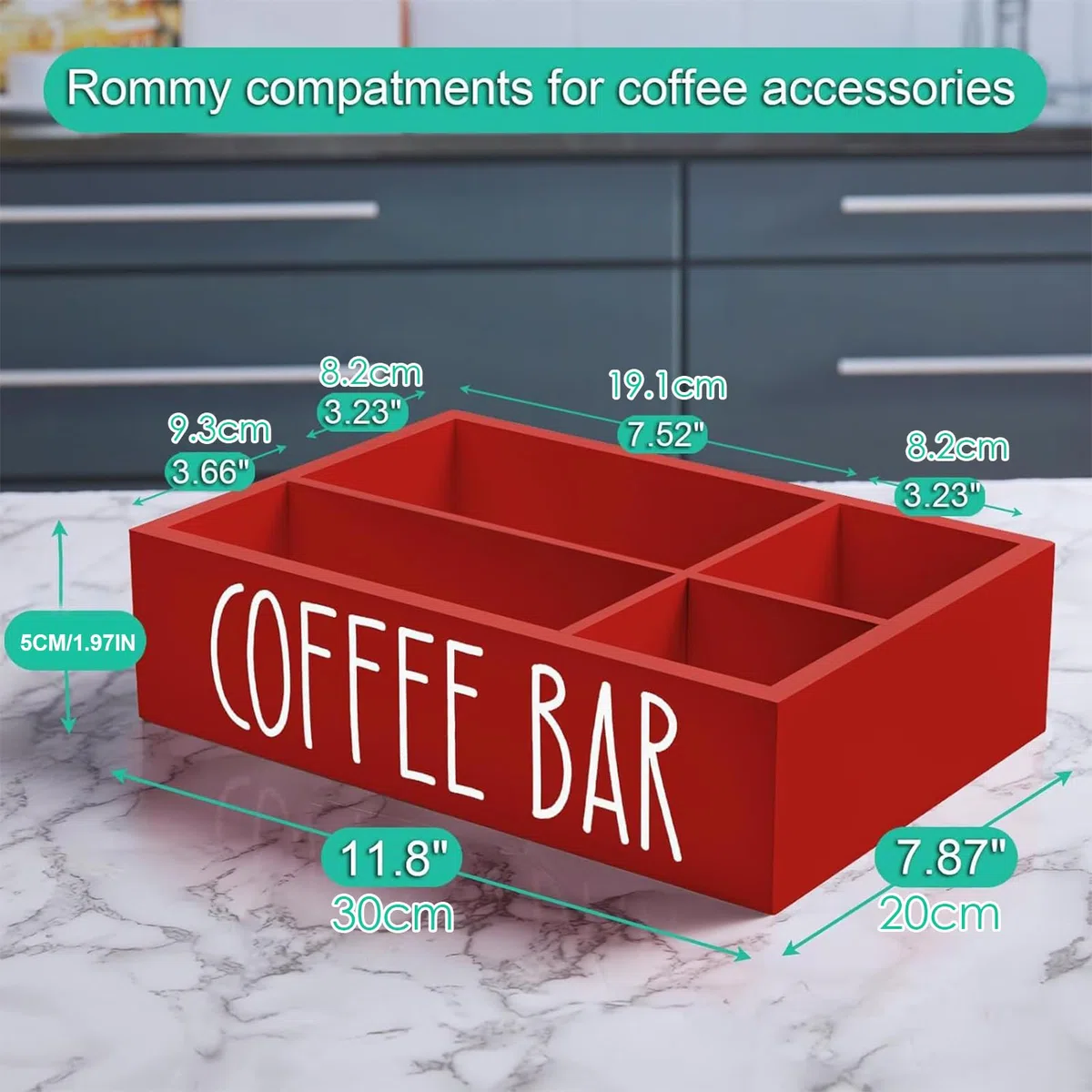 Organizador De Estación De Café Y Té, Estación De Café De Madera Con Divisores Extraíbles, Organizador Doméstico Para Tazas Sirope Palitos Snacks Almacenamiento En Casa