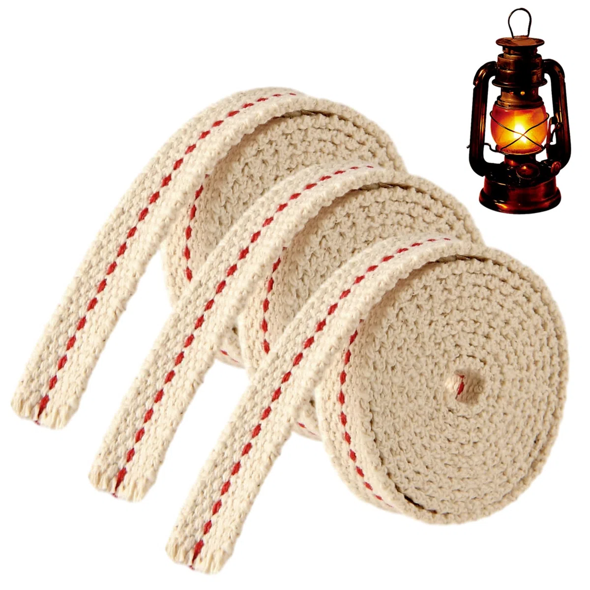 3 rollos de mecha para lámpara mechas para farol mecha de algodón plana de 10 pies y 1/2 pulgadas mecha de repuesto para farolillos de aceite con puntada para lámparas de aceite linternas de queroseno