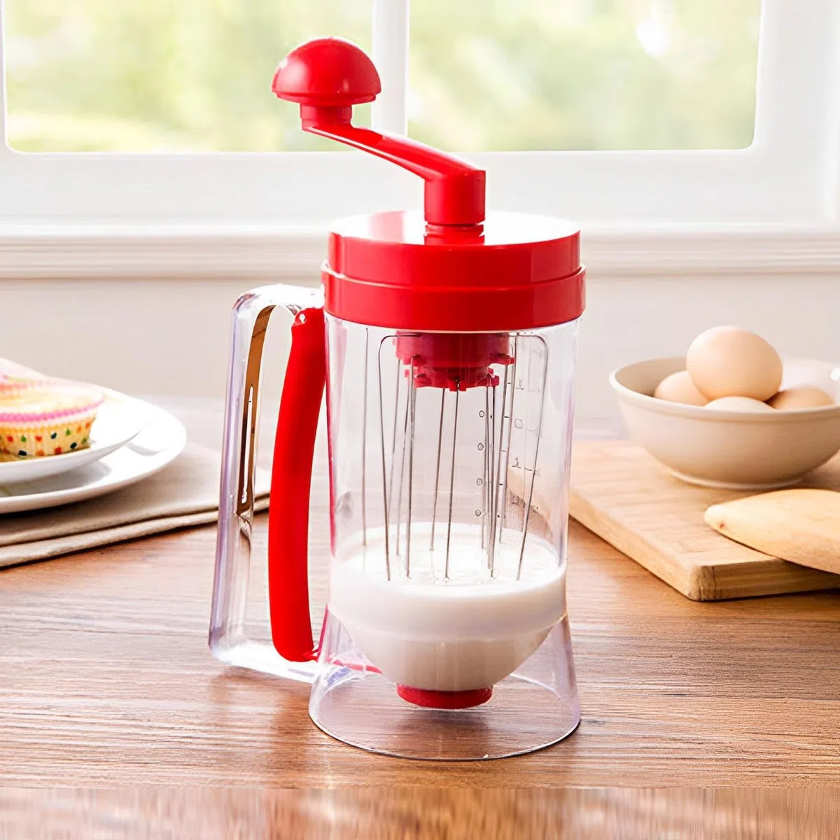 Dispensador de para panqueques y Cupcakes | Dispensador de Mezcla para Tortitas de 900 ml con función de agitación | Botella dispensadora de para panqueques para, Magdalenas, gofres, Mezcla