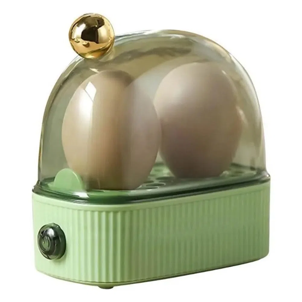 Hervidor de Huevos Eléctrico Automático, Hervidor Rápido de Huevos, Máquina de Desayuno, Hervidor de Huevos Multifunción para 2 Huevos, Enchufe Europeo, Color Verde.