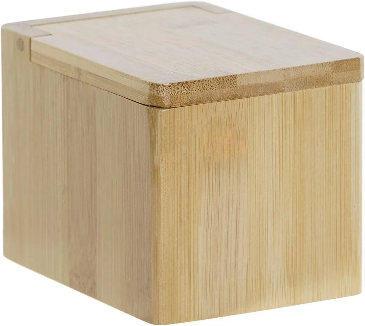 RusticHome Salero para Cocina Bambú Con Tapadera Abatible/Salero con Tapadera de Bambú/Cuenco para La Sal y Sal Gorda/Tarro Para La Hecho de 10CM X 13CM X 10CM Natural
