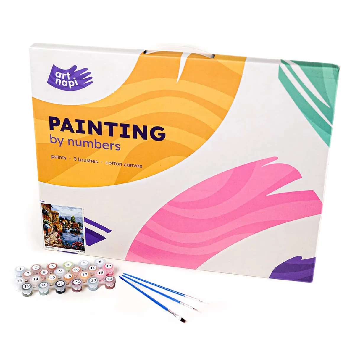 Artnapi Pintura por números Adultos con marco | DIY pintado a mano | Animales - Gato de colores | Kit para principiantes y adultos | Set que incluye pinturas acrílicas y pinceles | Lienzo 40x50cm
