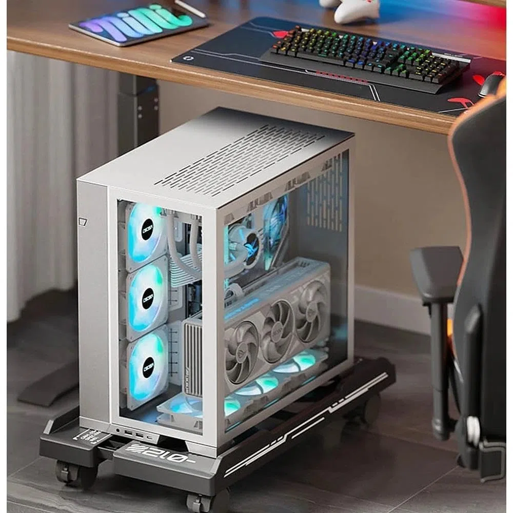 Soporte para Pc Stoucla, Soporte de CPU Móvil, Accesorios para Ordenador, con Cuatro Ruedas para Gamers, Hogar, Oficina (Negro)