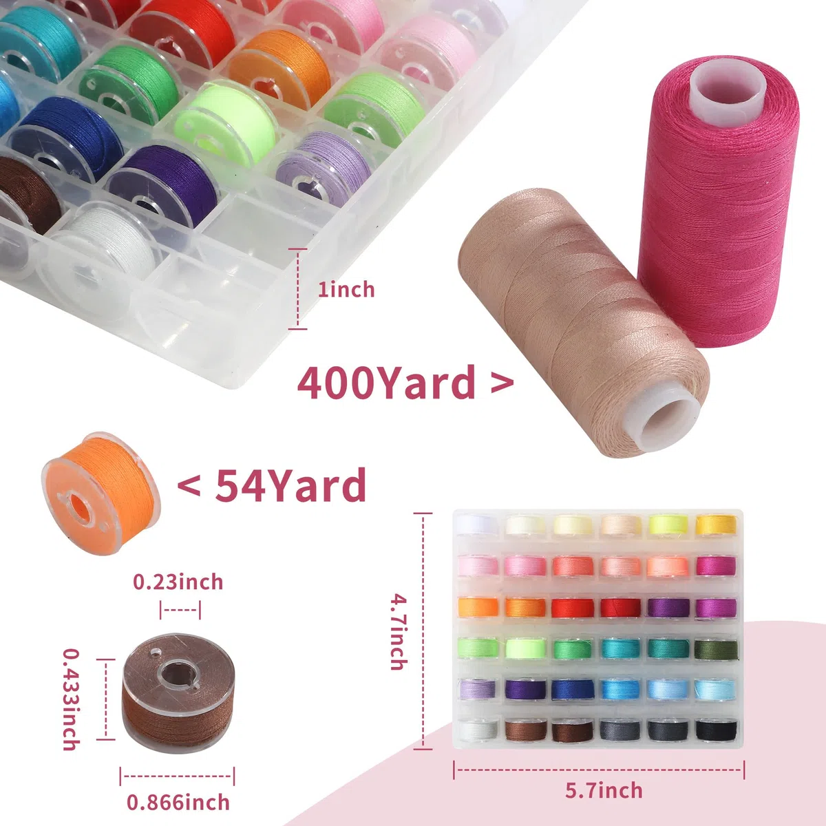 Juego de Hilos De Coser 400 yardas de Hilos De Coser Para Maquina 36 colores de hilo de coser con 36 carretes de poliéster de alta resistencia Apto para todas las máquinas de coser y máquinas overlock