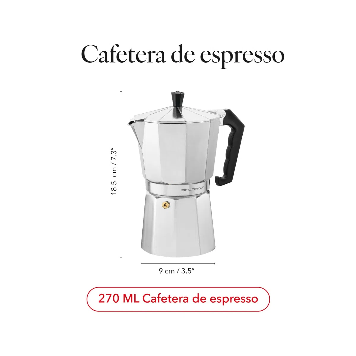 Florina Cafetera Italiana 6 Tazas (150 ml) I Cafetera Italiana Inducción de Aluminio GRANDE I Cafetera Moka para Preparar Café Espresso Italiano I Apta para Cocina de Cerámica, Eléctrica, Gas