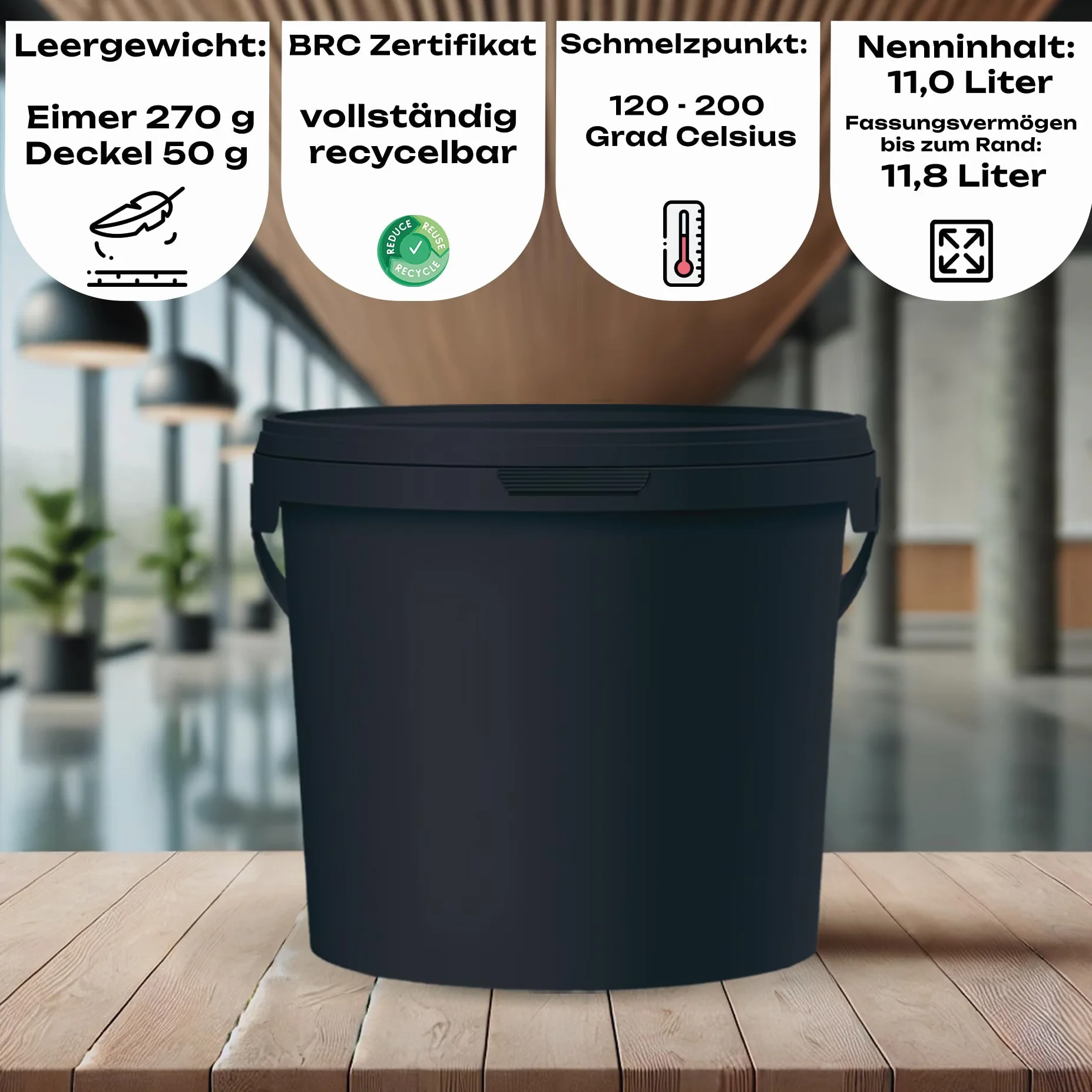 POSH Cubo con tapa, 3 x 10 l, apto para alimentos, color negro, con asa, a prueba de olores, herméticos y a prueba de fugas, de plástico resistente