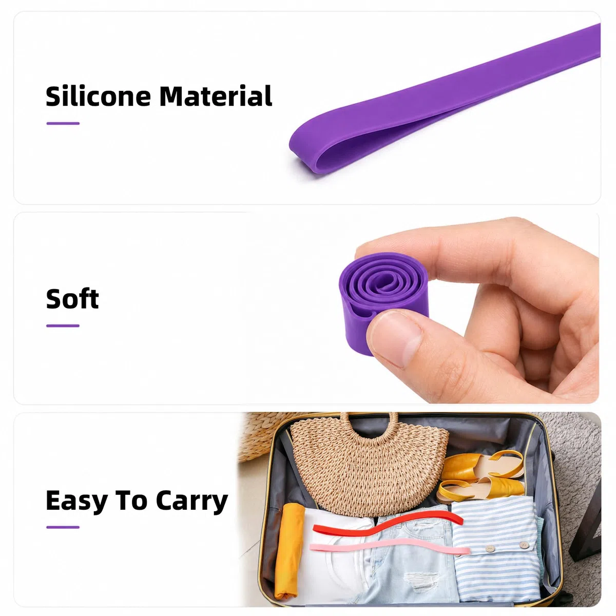 10 Piezas Accesorios Playa de Silicona, Cinta para Toalla para Fijación Segura, Compactas y Resistentes, Elásticas para Sillas para Viaje, Piscina, Todos Usuarios (10Piezas)