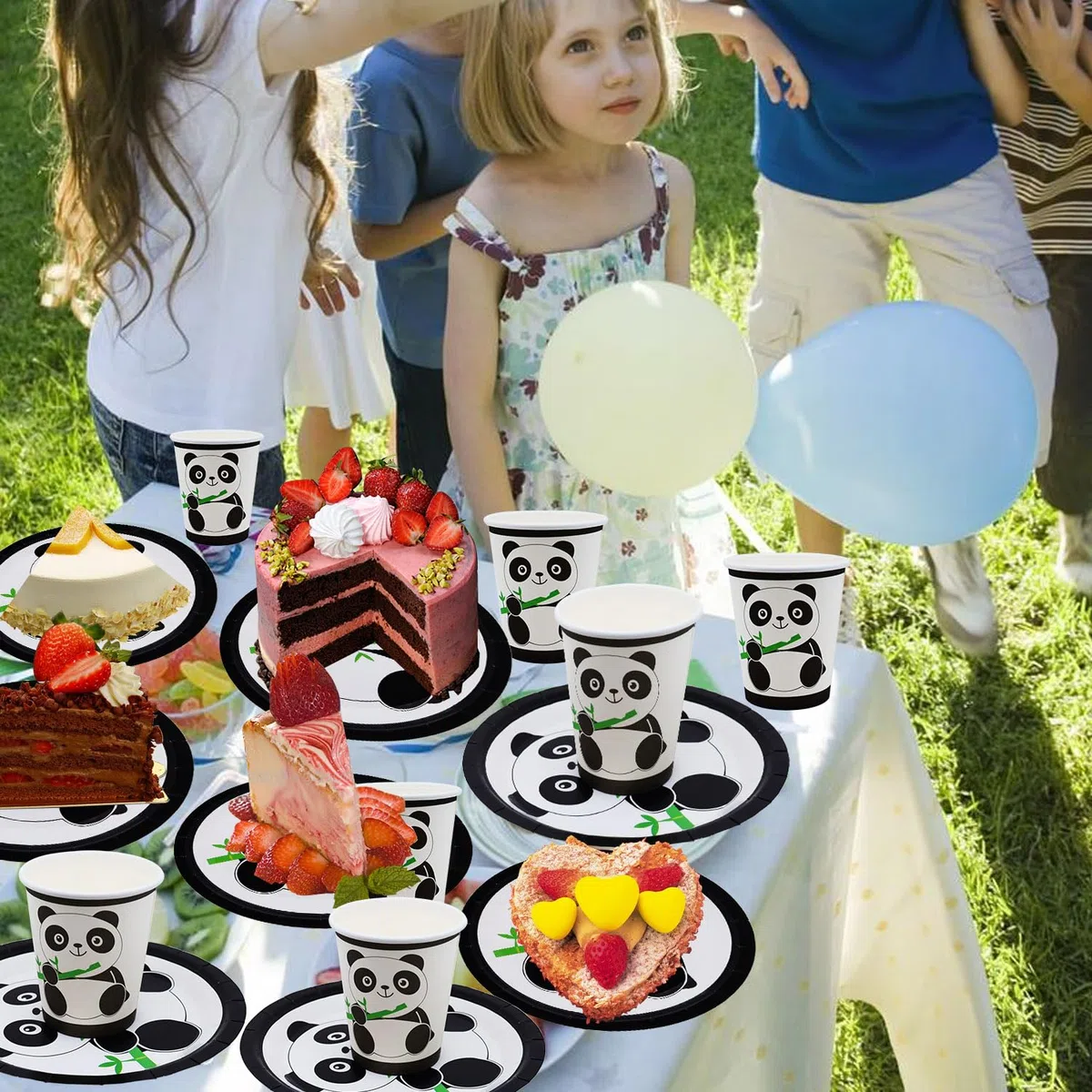 Vajilla Panda, Set de Decoración para Cumpleaños y Fiesta