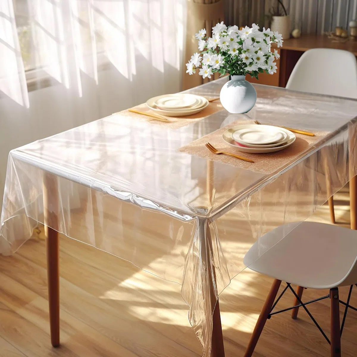 Mantel PVC Transparente, 80x160CM Mantel Transparente Mesa Rectangular, Mantel PVC Transparente, Mantel Plastico Transparente, Protector de Mesa Cocina, Lavable, Impermeable y Antibacteriano