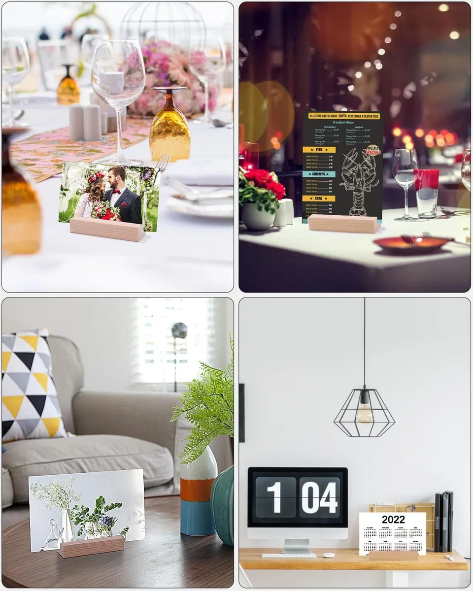 20 Piezas Soportes para Tarjetas de Madera, para números de mesa, para fotos, Rectangular para Visita Boda Banquete Celebración Fiesta