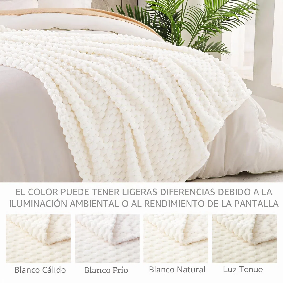 Exclusivo Mezcla Manta Cama Marfil - Manta Sofá, Manta Polar, Franela Doble Cara Suave, Ligera y Fácil Cuidado, Todas Estaciones, Jacquard Elegante, 150x200 cm